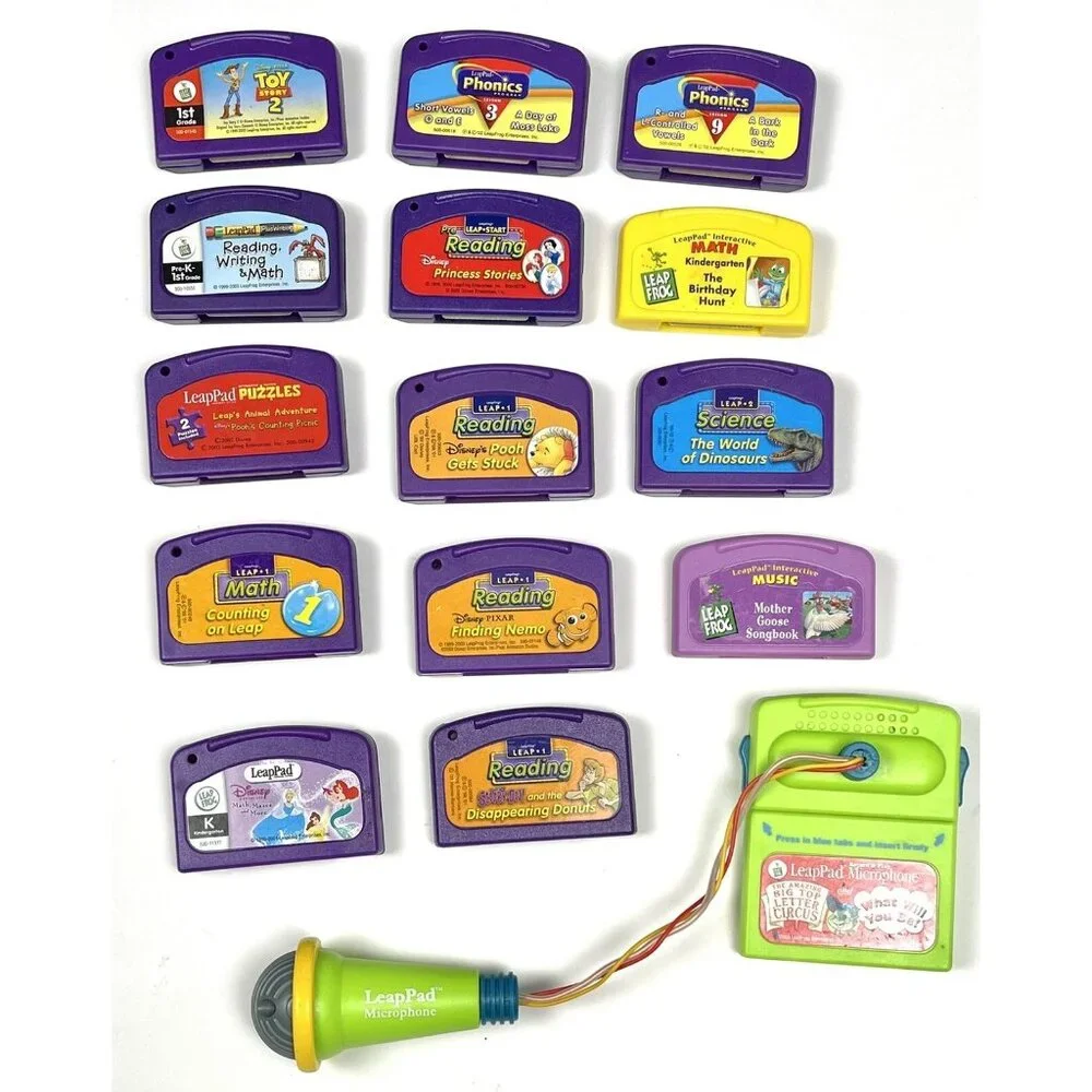 15pc Lot LEAPFROG LeapPad GAMES + Microphone Math Music Phonics Reading Science